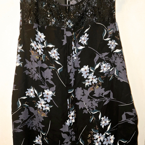 Warehouse One Tops - Warehouse One Black Floral Sleevless Blouse